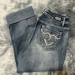 Earl cropped jeans with bling pockets sz 14
